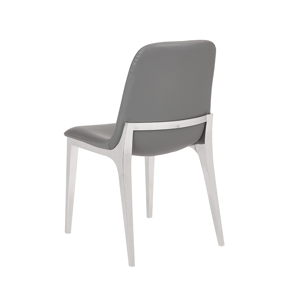 Minos Dining Chair: Grey Leatherette